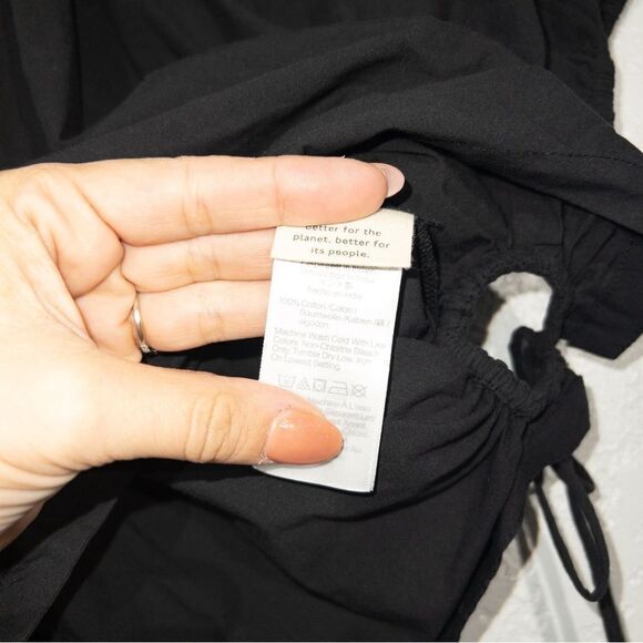 NWT Madewell Black Poplin Puff Sleeve Cutout Crop‎ Top Size XXS - Picture 4 of 7
